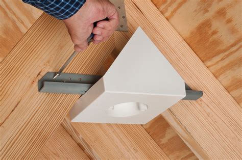 junction box on wood beam|Options for mounting a ceiling fan box directly to interior wooden .